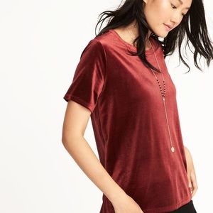Old Navy Red Velvet Short Sleeve Top
